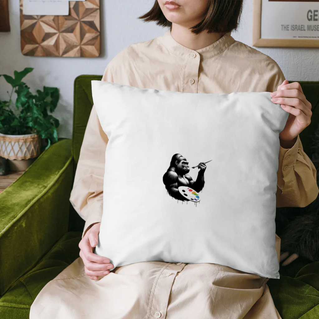 K'ramaの画家ゴリラ Cushion