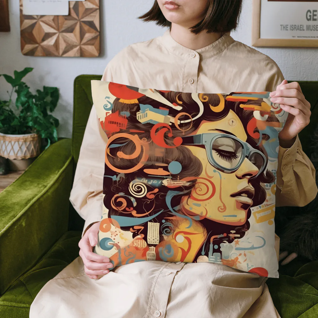 Grazing Wombatのfunky Lady 60's style Cushion