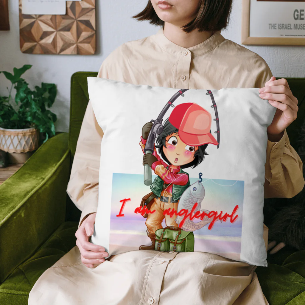 Yanjiisの釣りガール：ヤッター！ Cushion