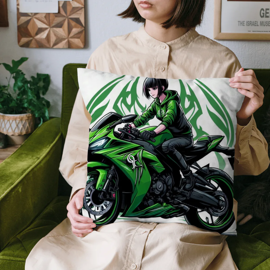 KU_niのスポーツバイク乗りの女の子　えみたん クッション