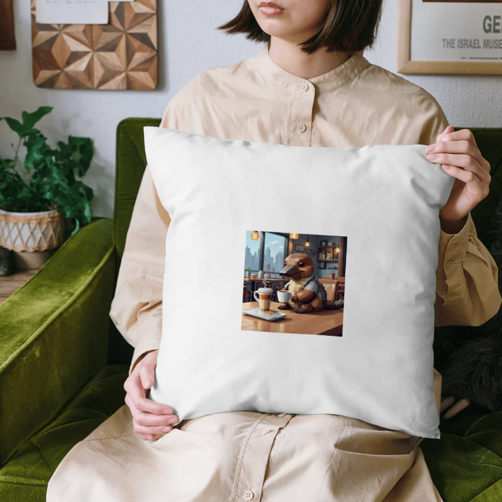 カモノハシかも？のカフェでまったりするカモノハシ Cushion