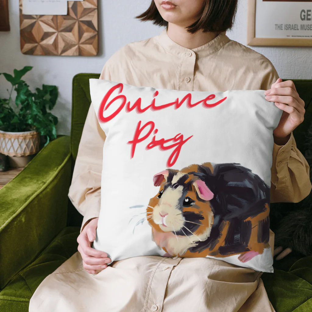 OKameMolꕤ︎︎オカメモルの油絵風「GuineaPig」三毛モルモット クッション