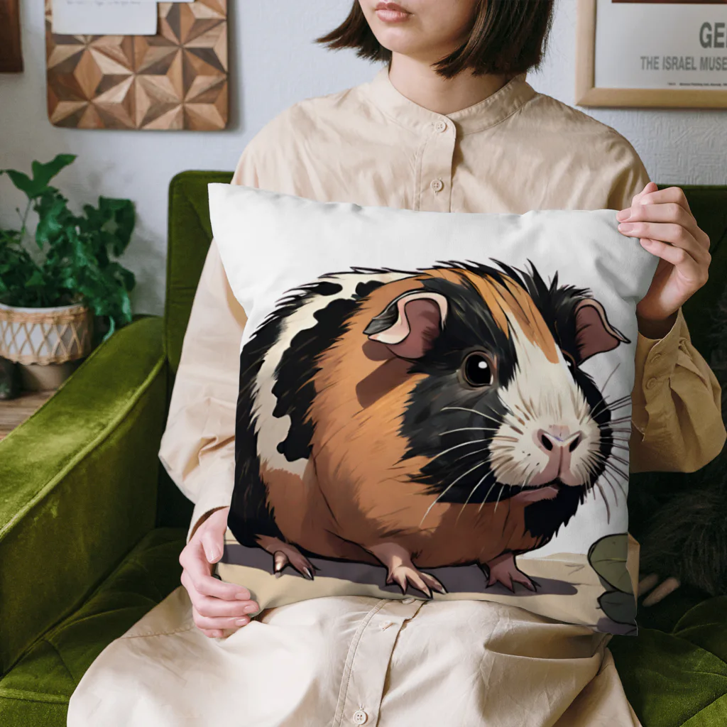 OKameMolꕤ︎︎オカメモルのアニメ風三毛モルモット Cushion