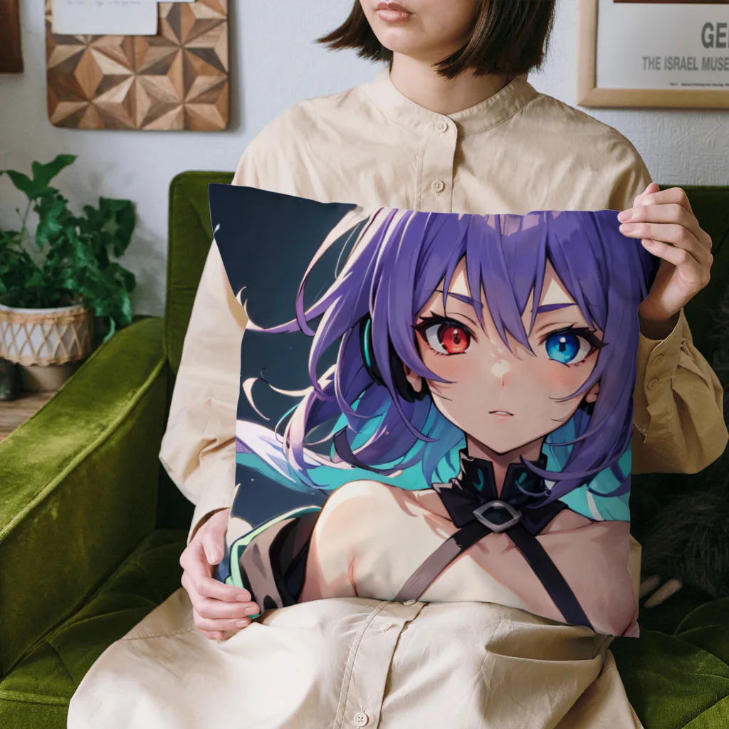 pukurou2096の紫髪のオッドアイ美少女 Cushion