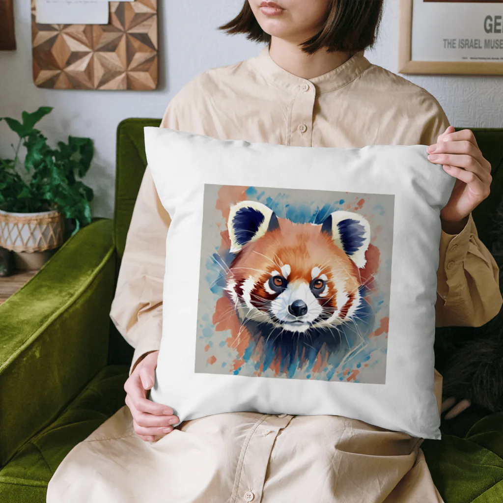 WithRedPandaの水彩風レッサーパンダ Cushion