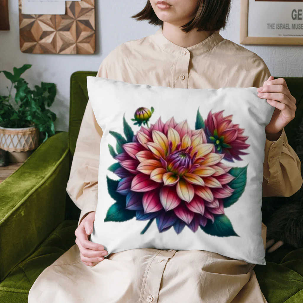 Have-good-luckのふんわりした花「ダリア」 Cushion