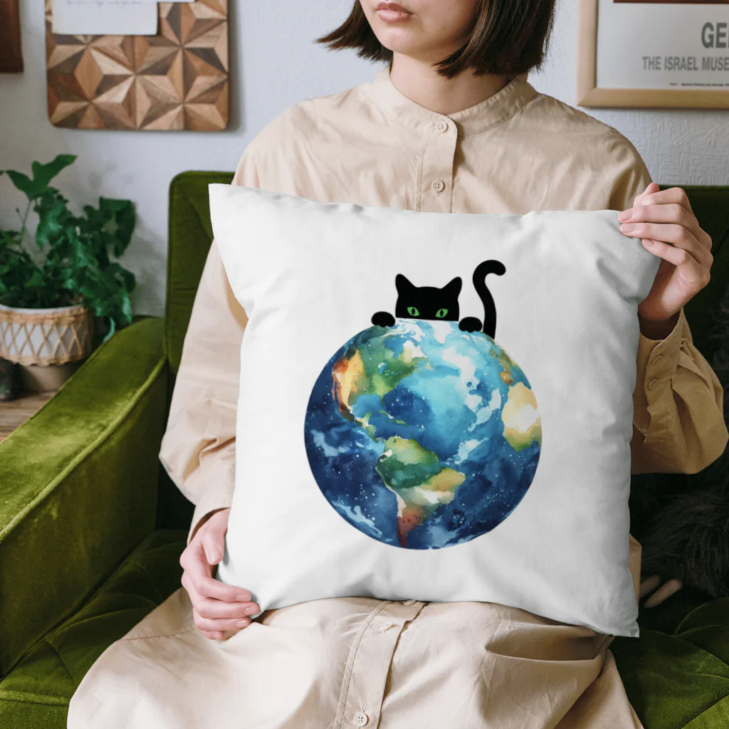 amecatsの地球と黒猫 Cushion