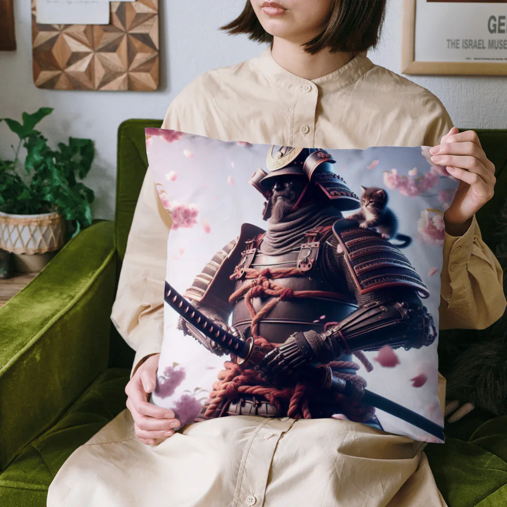 日本文化デザインショップの「侍スピリット」プレミアム侍Tシャツ Cushion