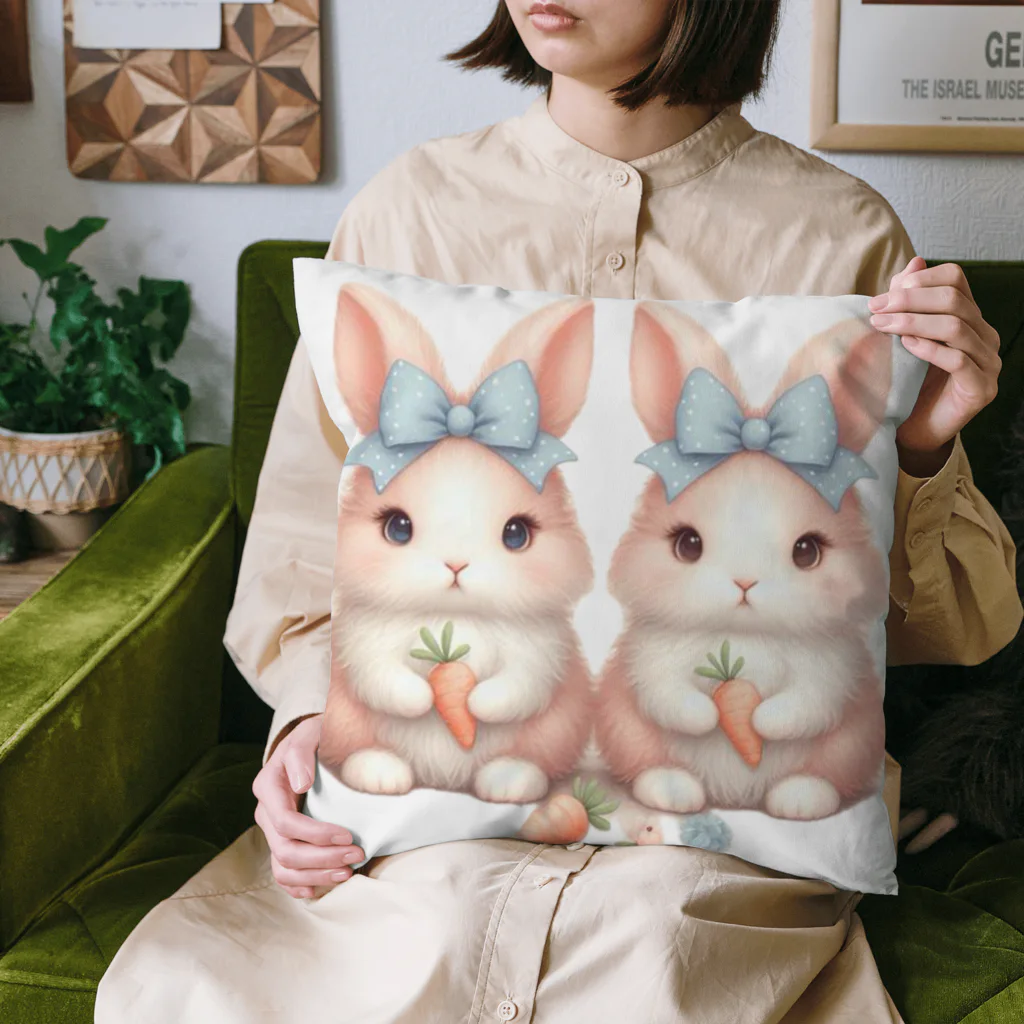 lamkksのふわふわかわいいうさぎの双子 Cushion