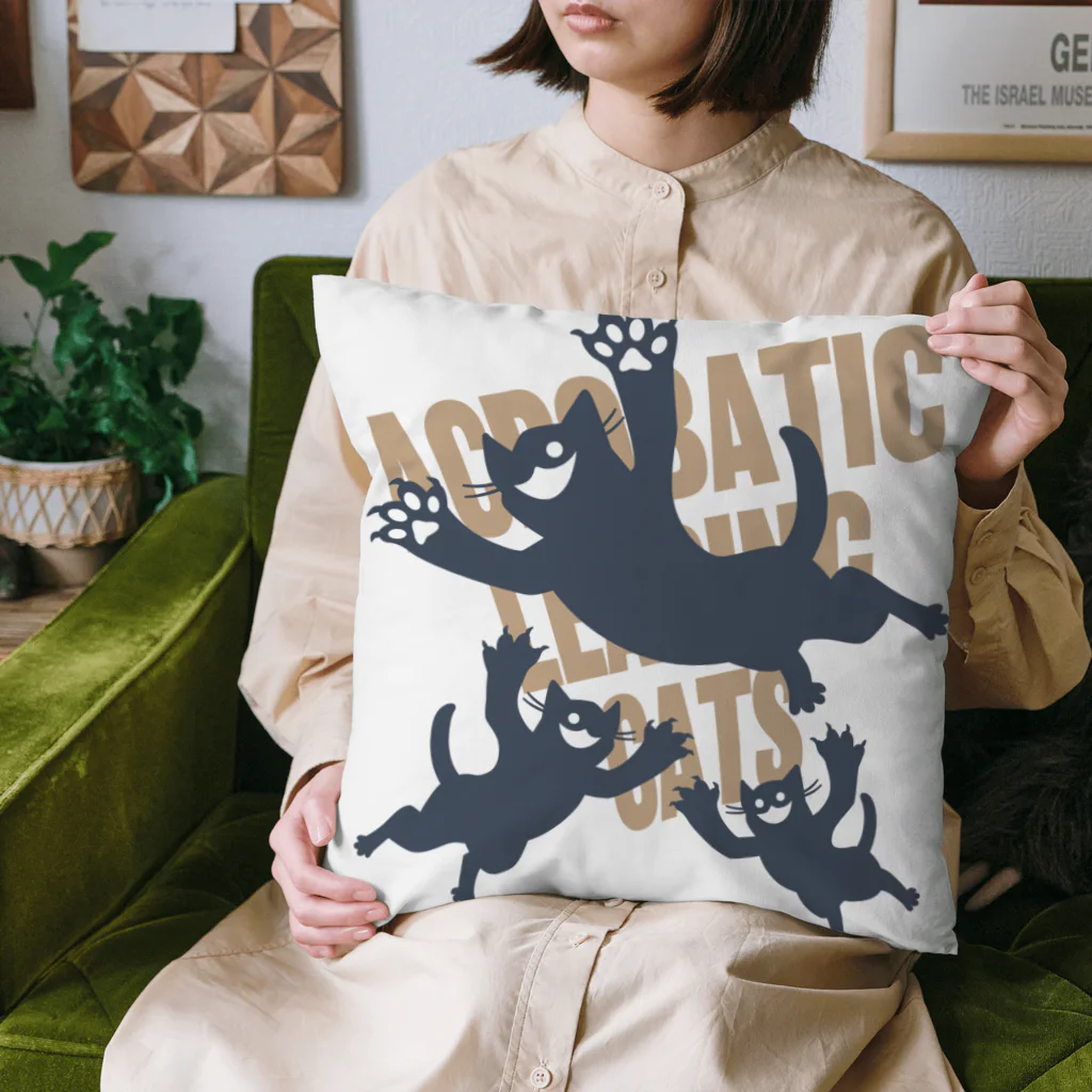 AckeeWolf Art Shopのジャンプ猫 Cushion