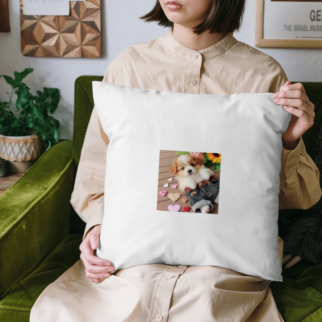 鈴木敏夫のジーパンがかわいいねー犬には　お似合いかも Cushion