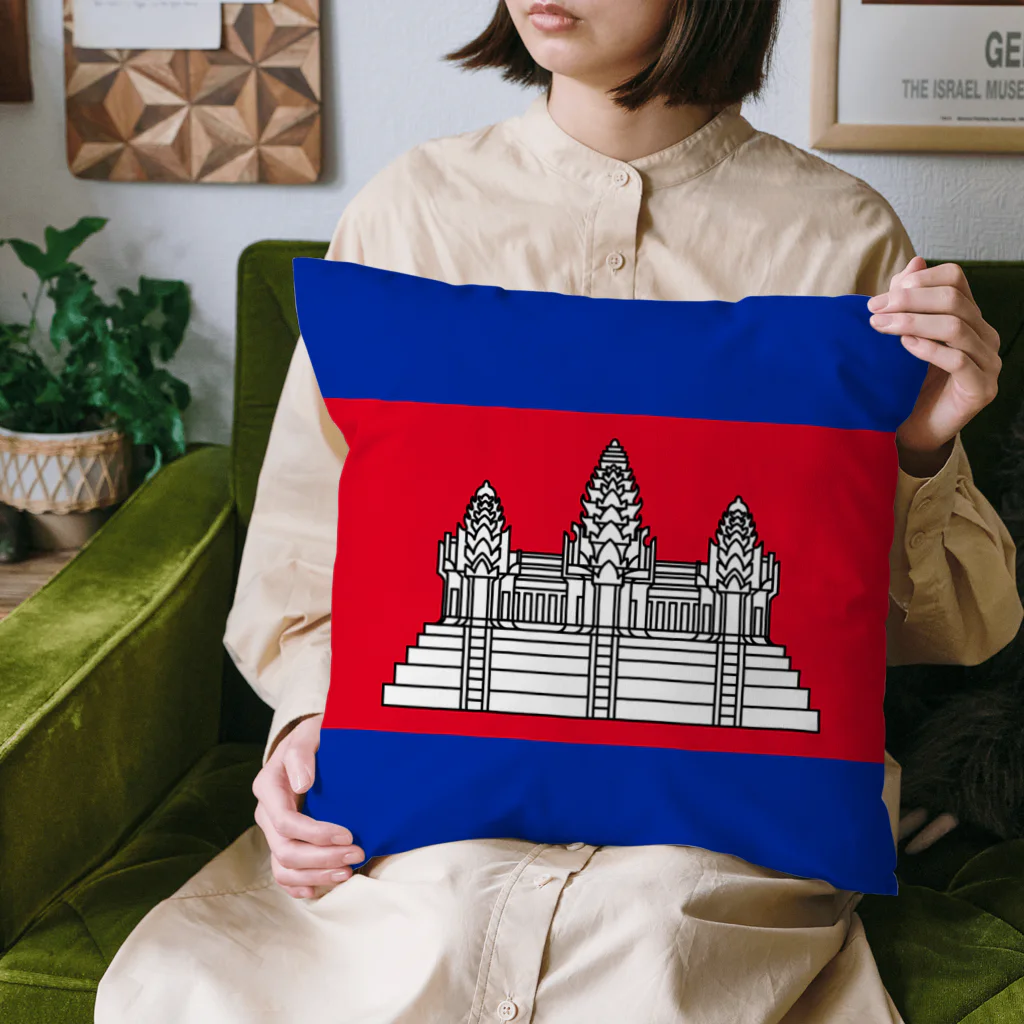 お絵かき屋さんのカンボジアの国旗 Cushion