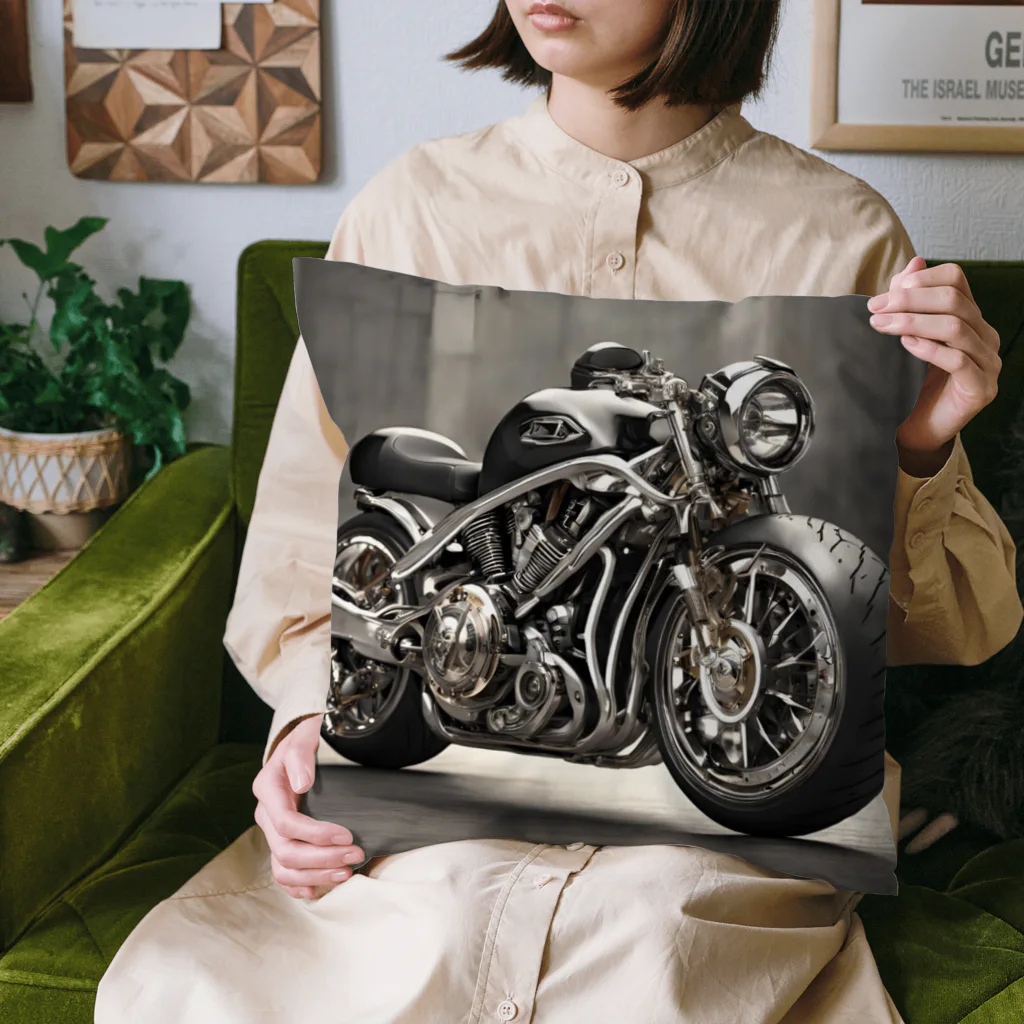 the blue seasonのメカニカルアート：近未来デザインのオートバイ Cushion