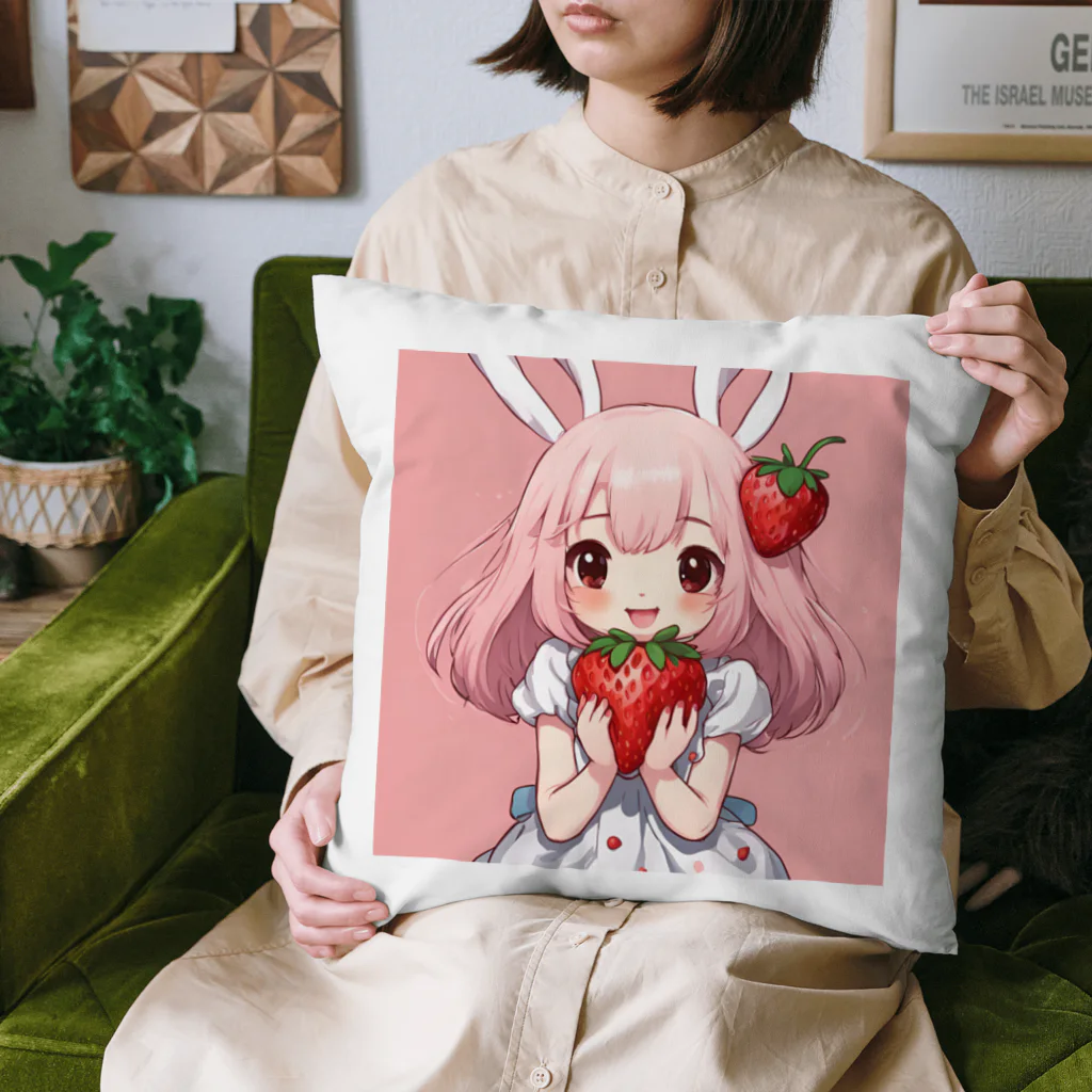 うさぎウサギのいちご大好き、うさみみチャコちゃん Cushion