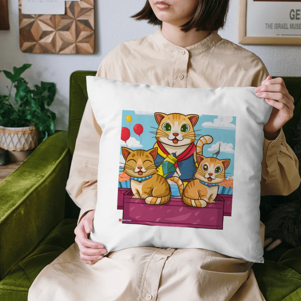 ねこ達と一緒のねこちゃんのカーニバル Cushion