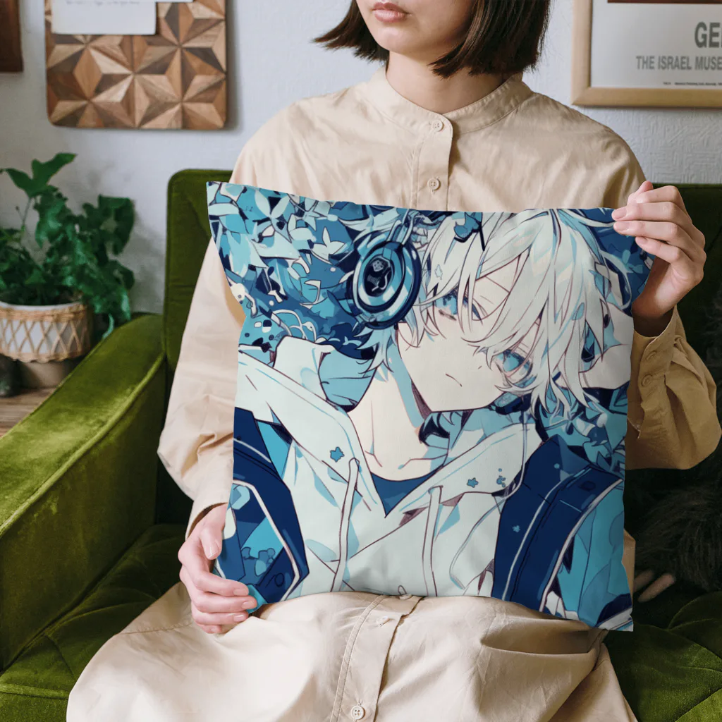 as -AIイラスト- の青いヘッドホン Cushion