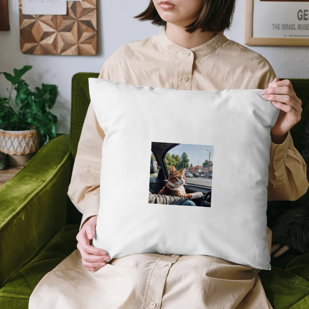 HIROKITI_HAPPYのドライブする猫 Cushion