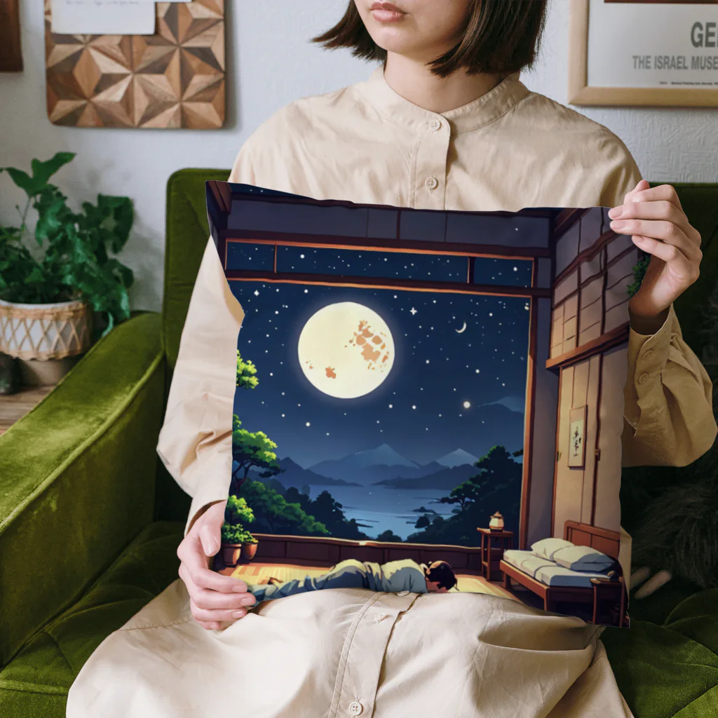 ドット絵グッズ販売の満月の夜 Cushion