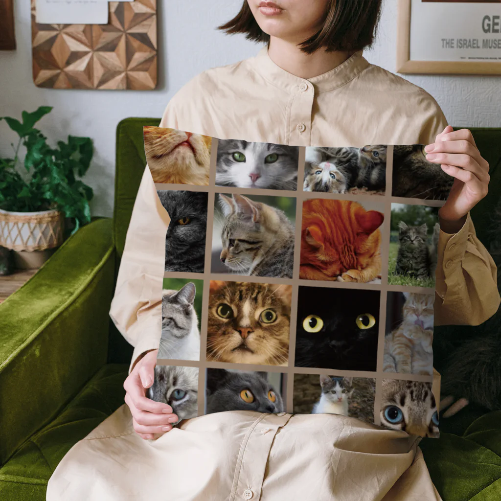 funny-boneの猫にゃ パッチワーク風 cat patchwork Cushion