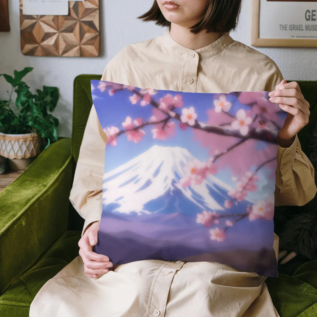 アタオカ1号の水彩画「富士と桜」 Cushion