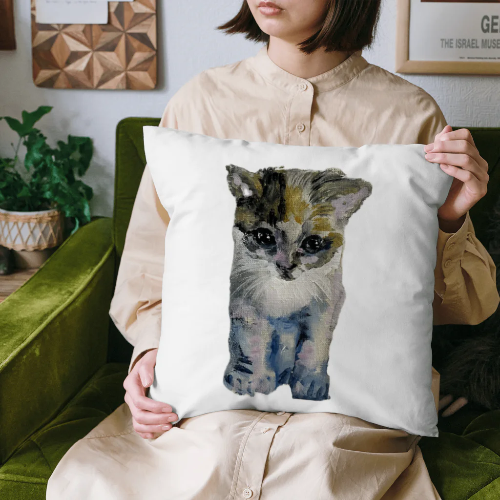 青い猫の真白 Cushion