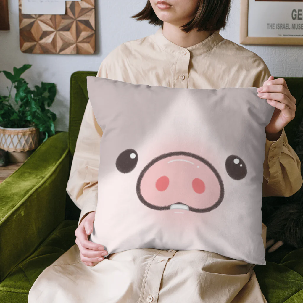 しらたまちゃんSHOPu〜🐽のお顔とお尻 しらたまちゃんドアップ クッション