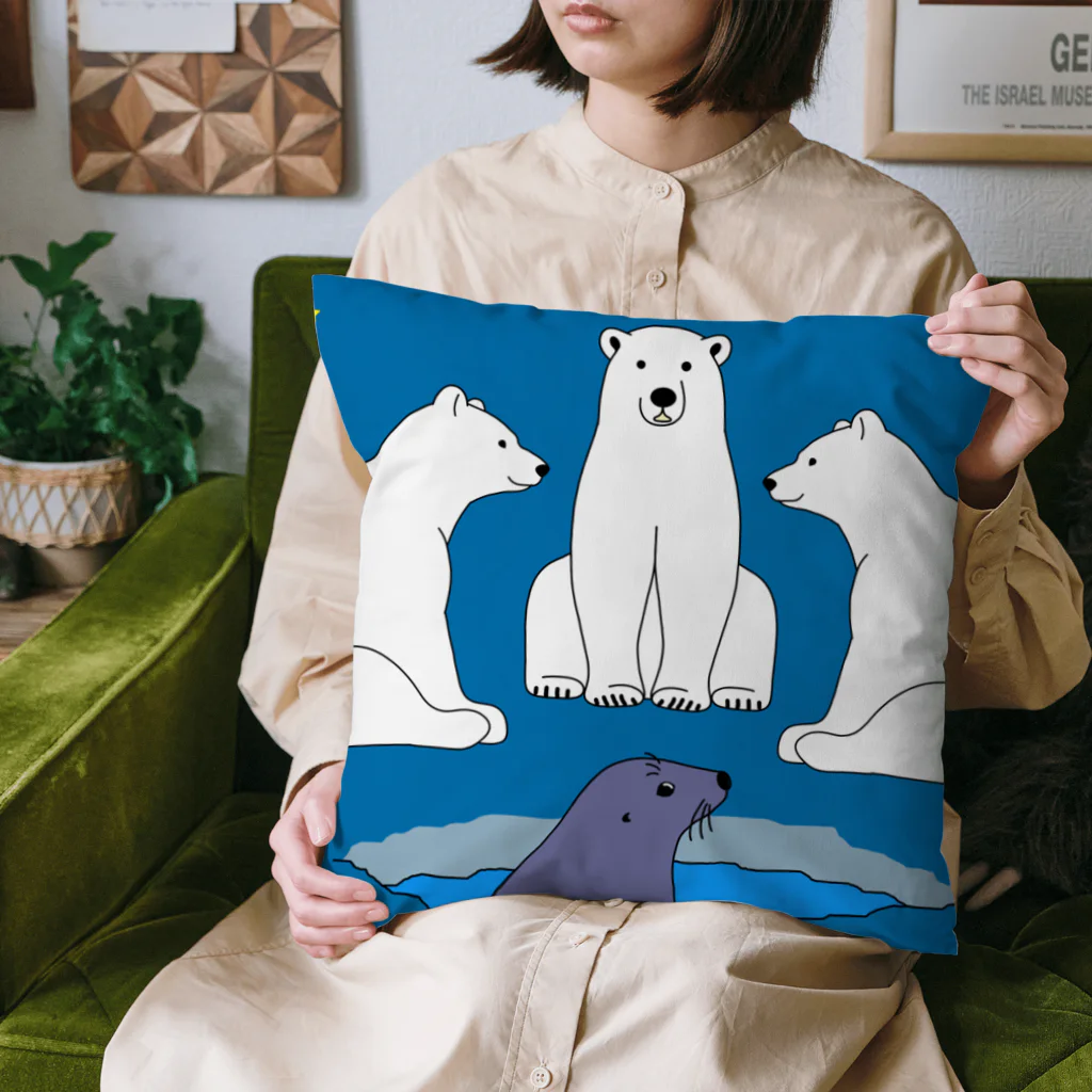 ほかほかしろくまのあったかざっかやのしろくまもびっくりョ Cushion