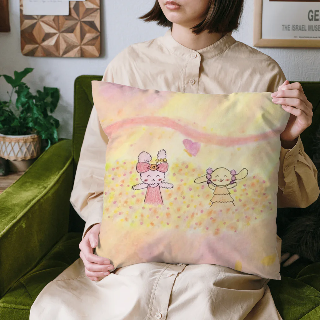 いちご　ichi5のふわうさ＆はな『幸せあふれる花畑』 Cushion