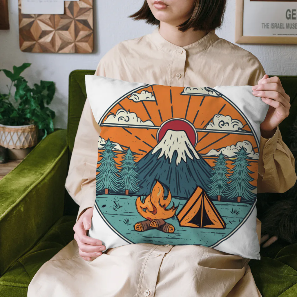 akicamの富士山とキャンプ Cushion