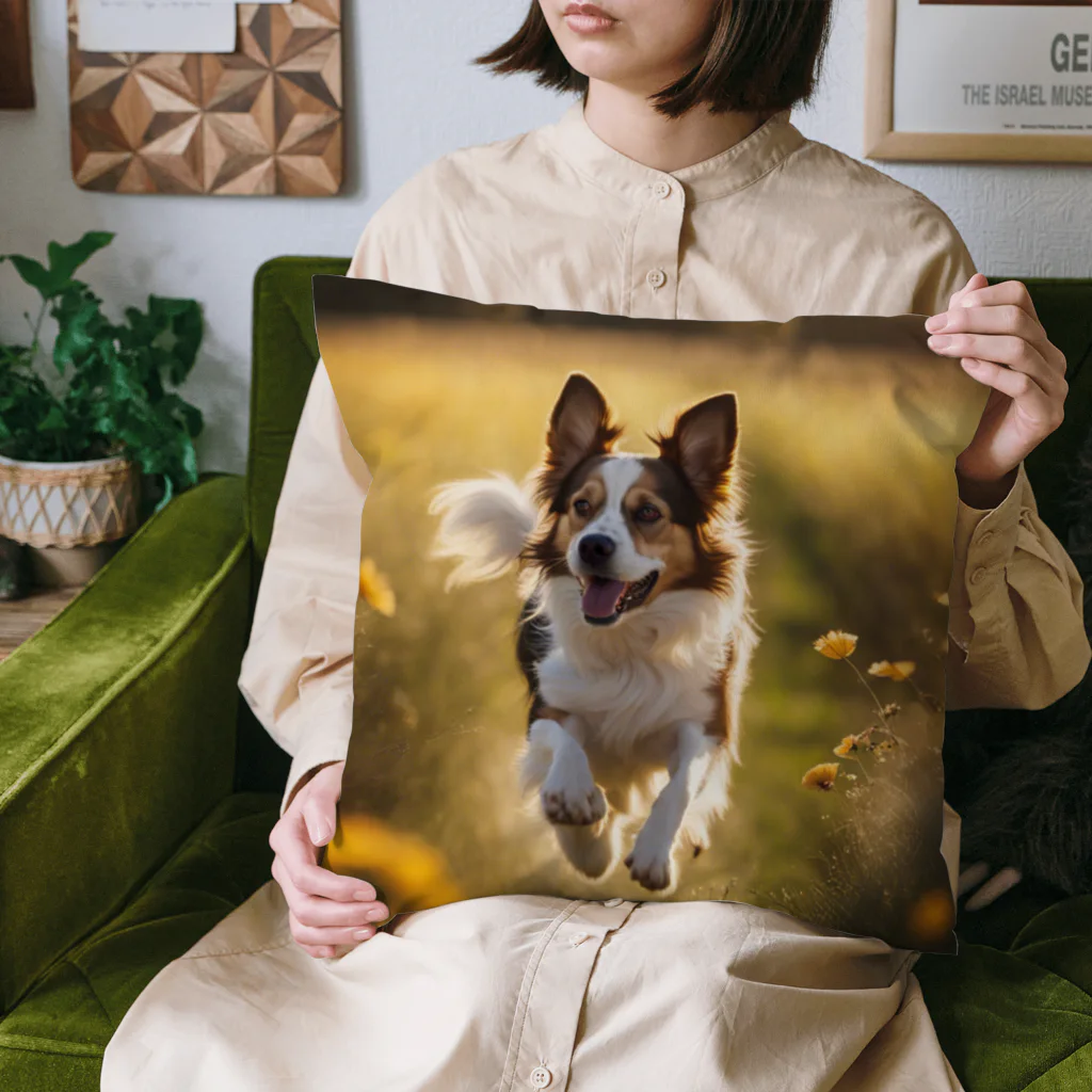 zigerparkのお花畑を駆ける犬 Cushion