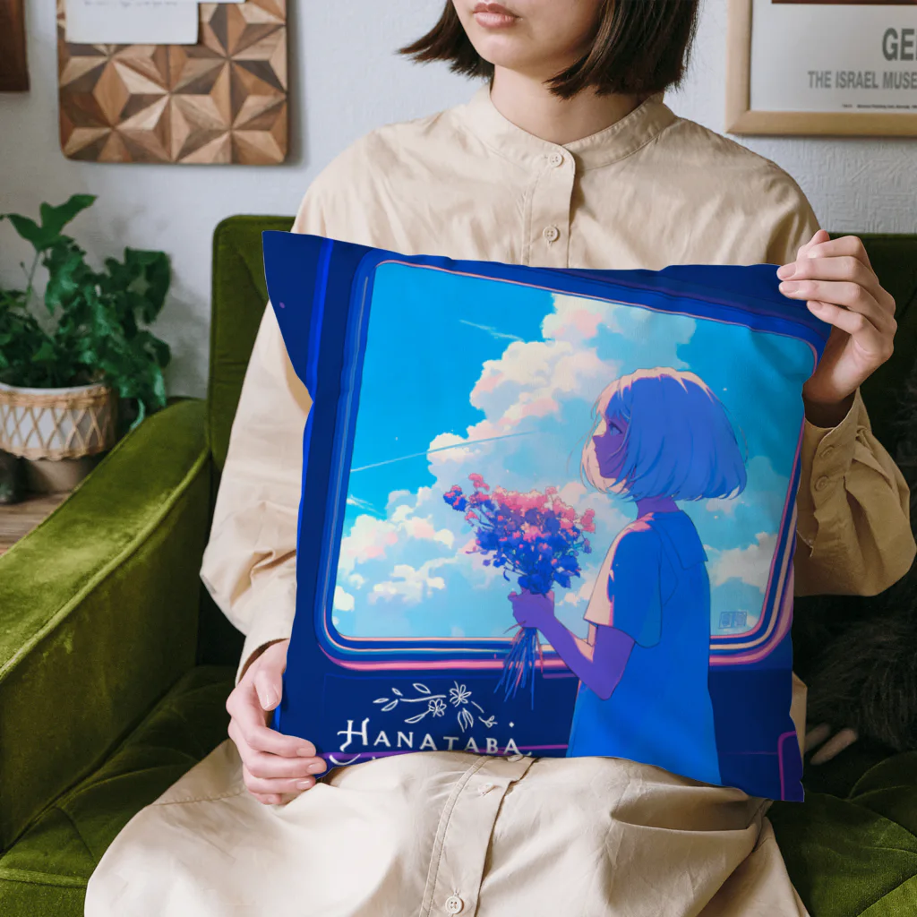 花束娘のA Girl and Flowers on the Journey Cushion