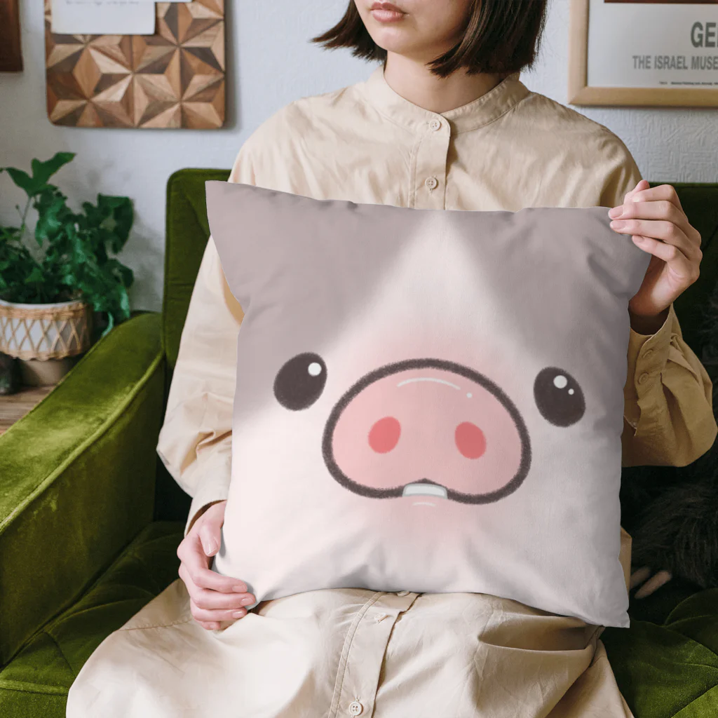 しらたまちゃんSHOPu〜🐽のお顔とお尻 しらたまちゃんドアップ クッション