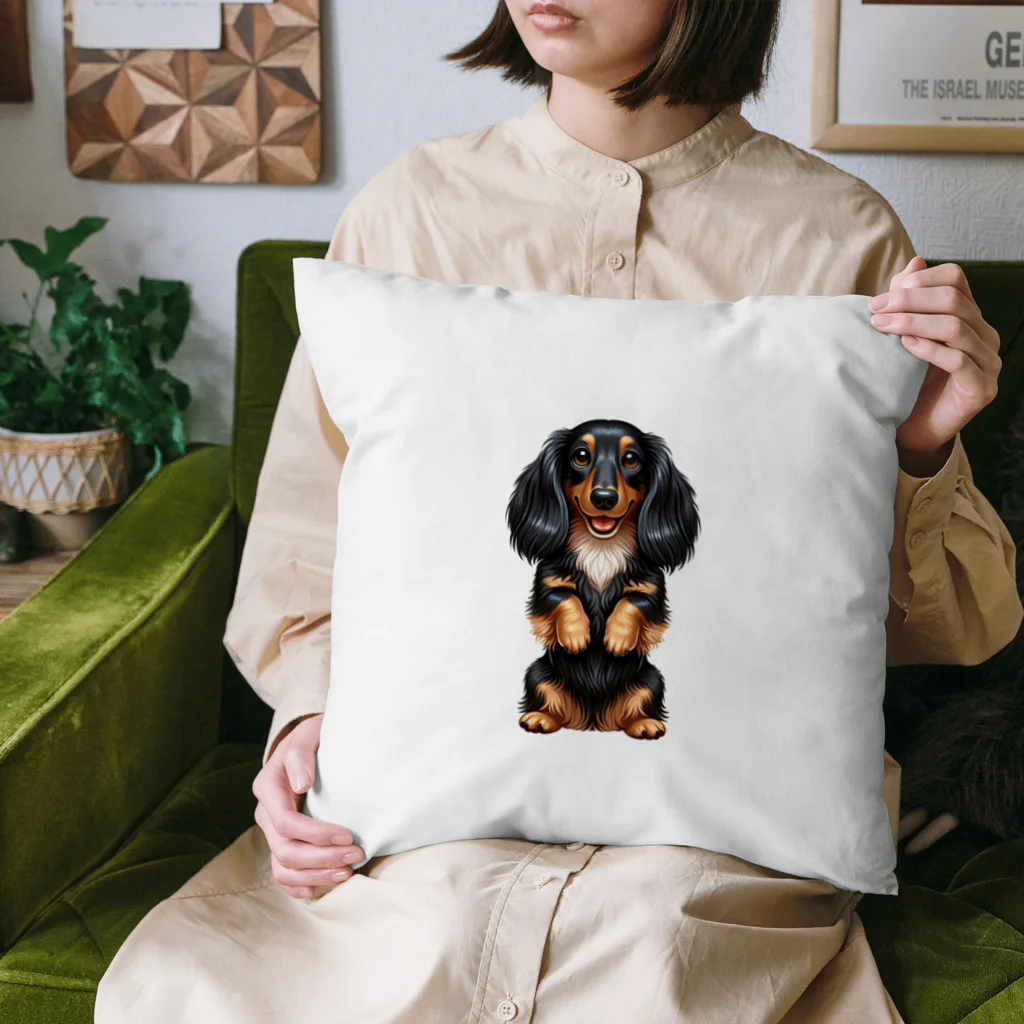 COCO SHOPの長毛ダックスフンド（ちんちんポーズ） Cushion