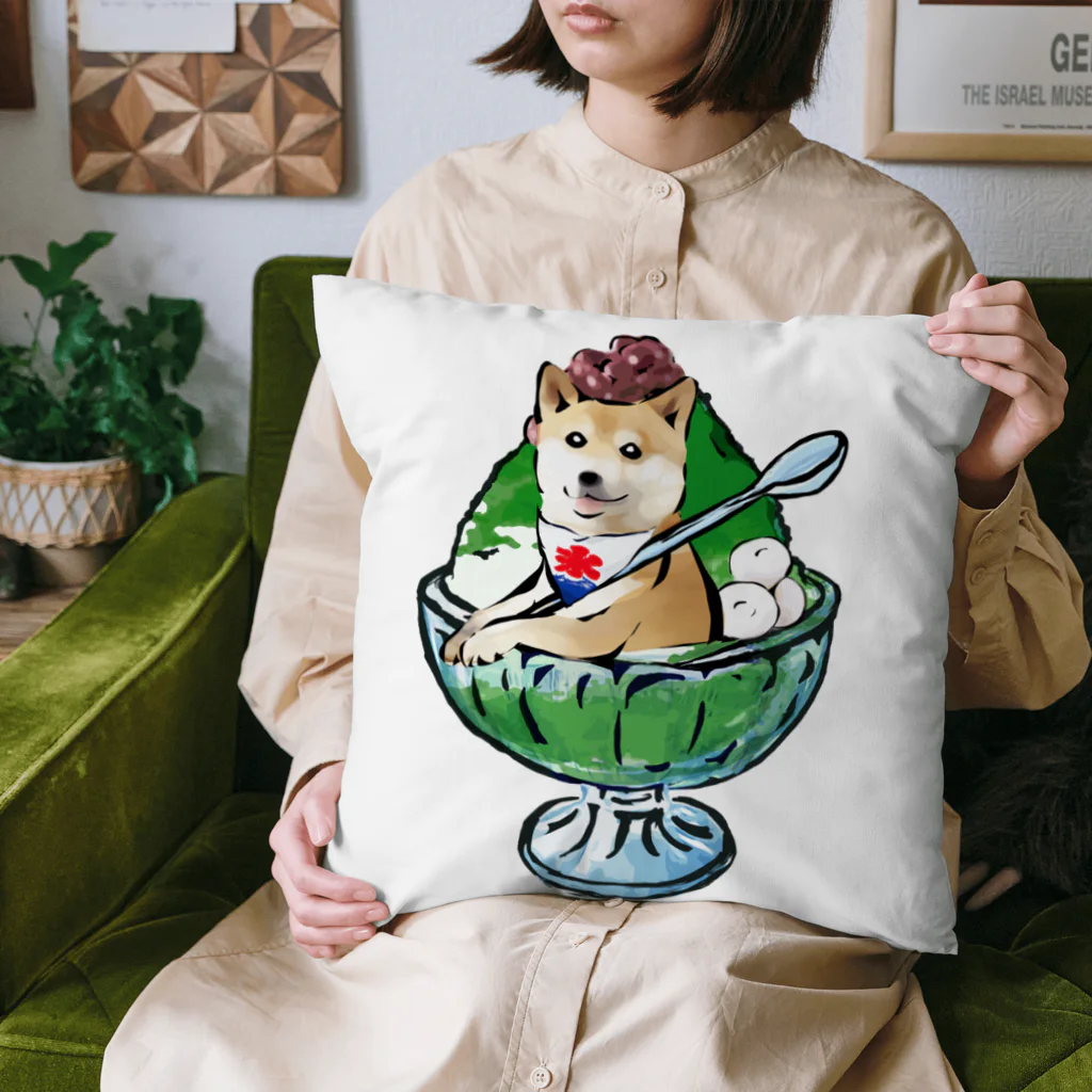 犬グッズの店しえるぶるーのかき氷ワンちゃん　宇治金時　柴犬 Cushion