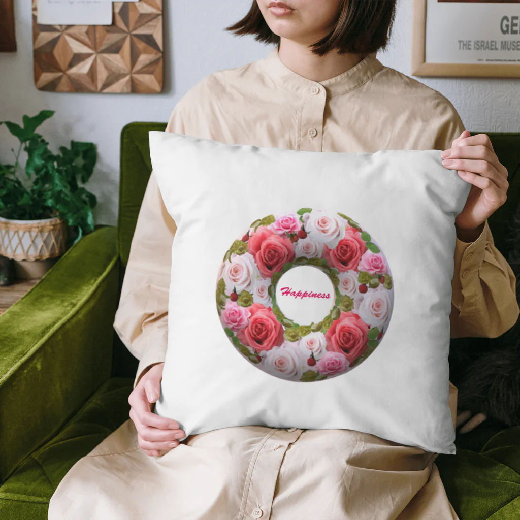 カラフルマルシェのフラワーリース　ピンク系　 Cushion