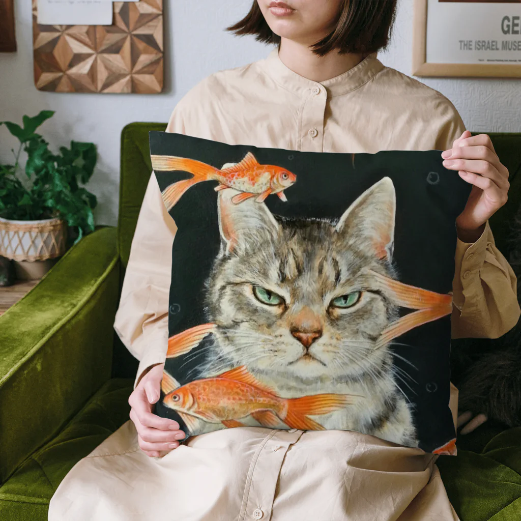 おちょぴの金魚と猫 Cushion