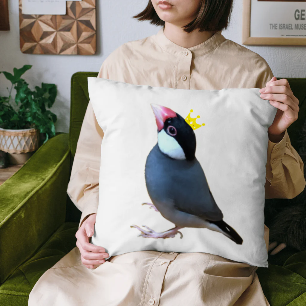 harupink🌸ペット似顔絵illustの文鳥の王様 Cushion