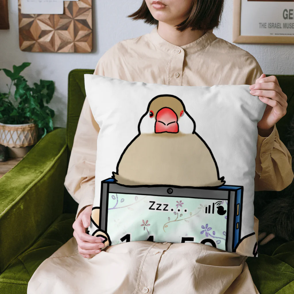 Lily bird（リリーバード）の「小鳥が眠りたがってるんだ」（シナモン文鳥） Cushion