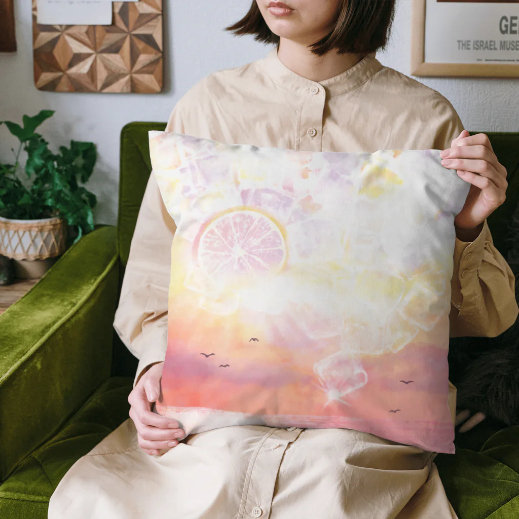 喫茶角砂糖のピンクレモネードの夕日 Cushion