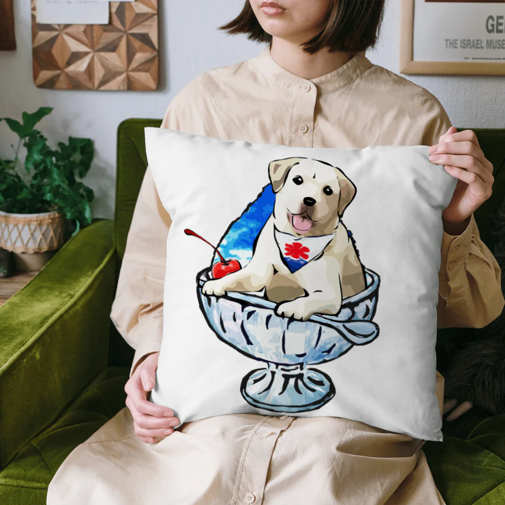 犬グッズの店しえるぶるーのかき氷犬　ブルーハワイ　ラブラドールレトリバー Cushion