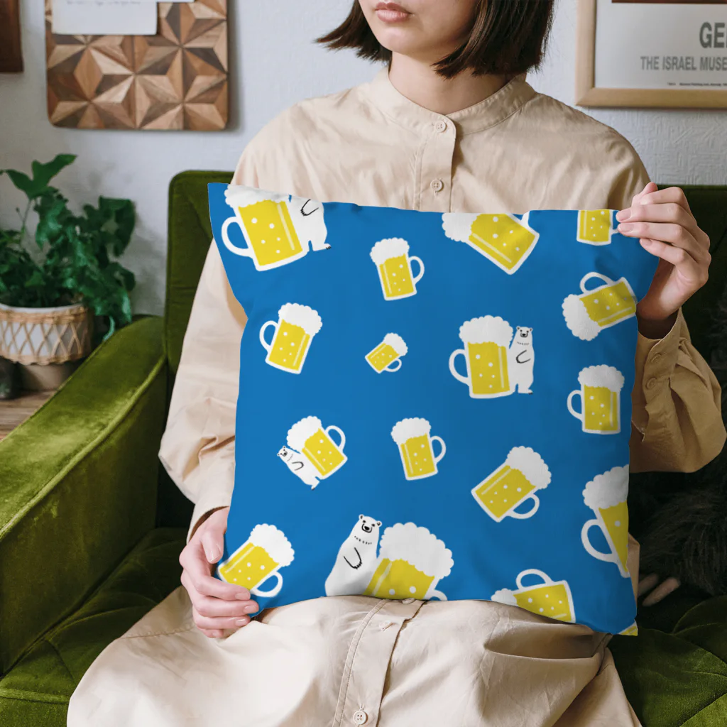 ワカボンドのシロクマさんとビールジョッキ Cushion