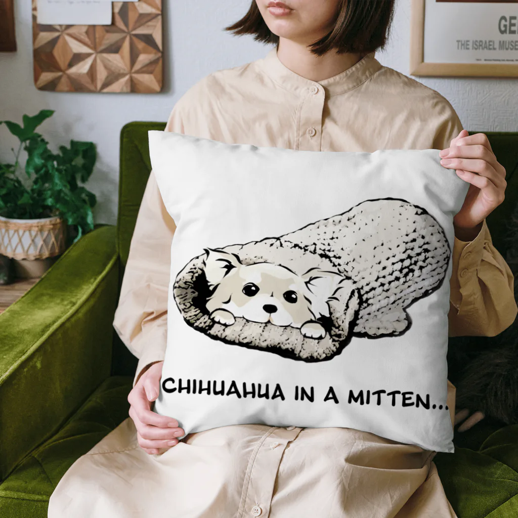 犬グッズの店しえるぶるーのミトンに入ったチワワ(クリーム) Cushion