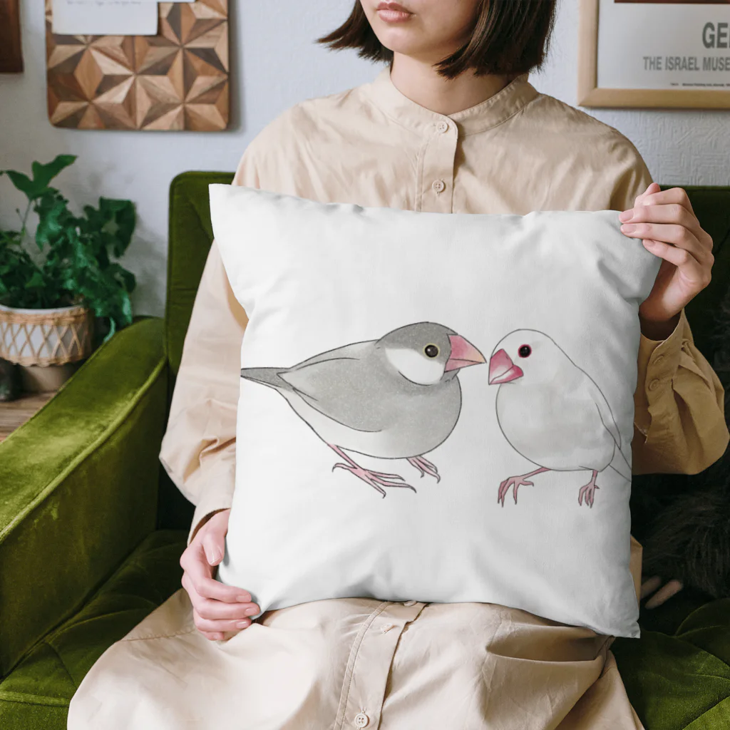 まめるりはことりの幸せ文鳥ちゃん【まめるりはことり】 Cushion