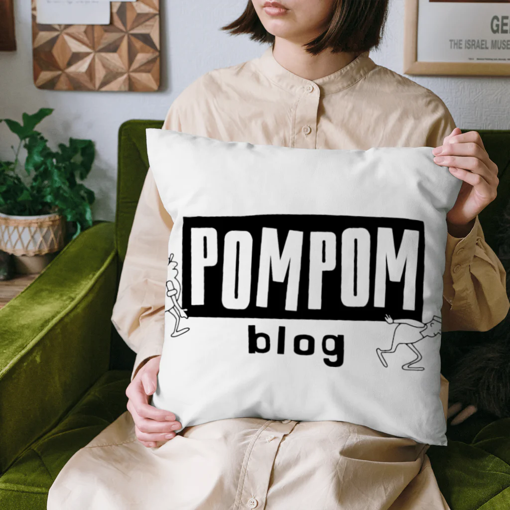 mf@PomPomBlogのPomPomBlog Logo（black） クッション