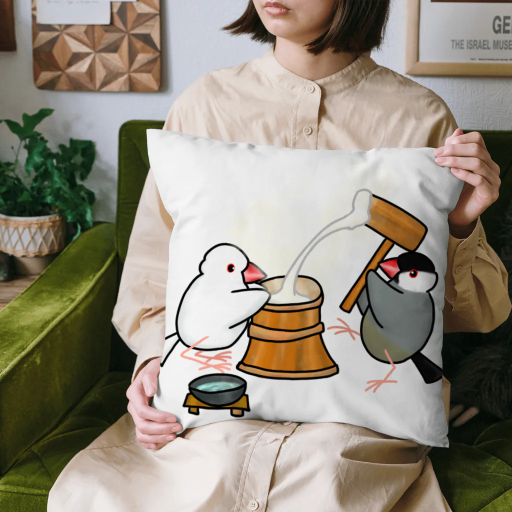 Lily bird（リリーバード）の餅つき文鳥ず Cushion