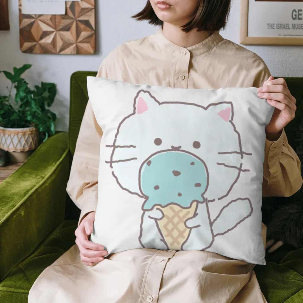 flower87boxのチョコミントアイスとネコちゃん Cushion