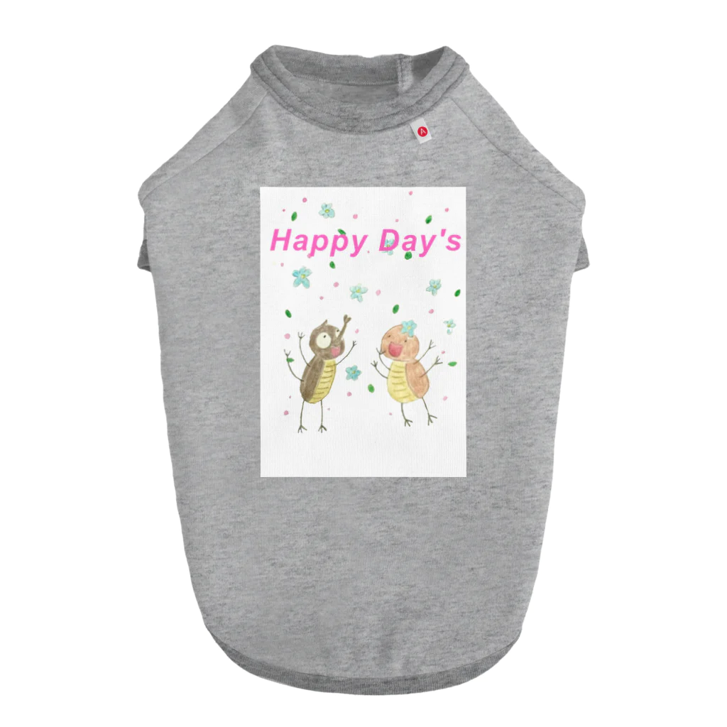 若ちゃんショップのHappy Day！フラワー・カブトムシ ドッグTシャツ