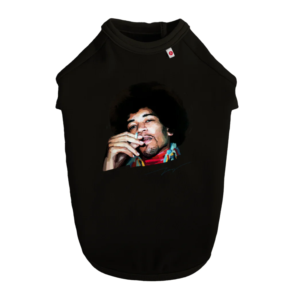 strat.Jay's shopのジミヘン ジミヘンドリックス Jimi Hendrix イラスト 絵 ロック ギター ギターリスト ブルース ドッグTシャツ