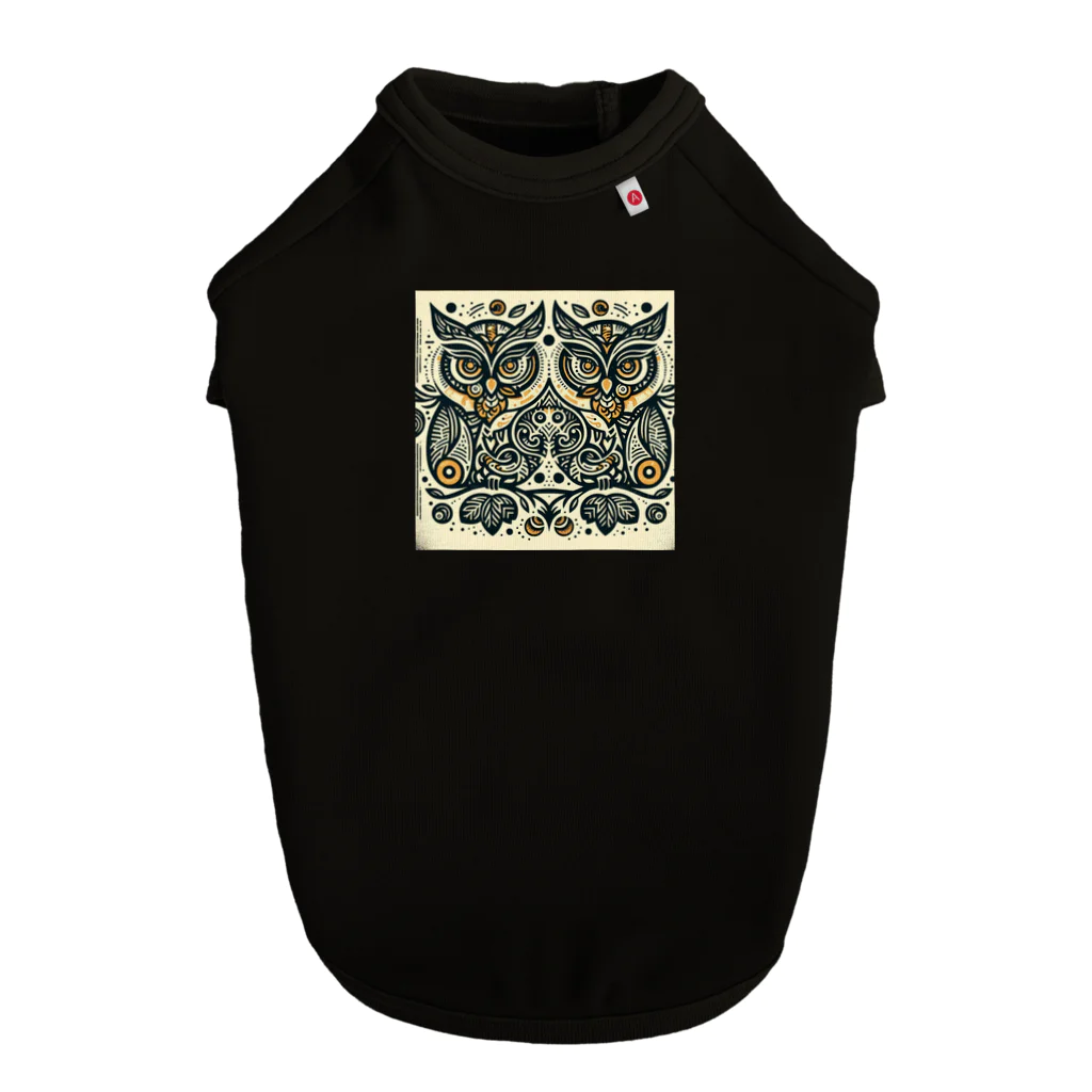 kotpopのSymmetrical Owls Dog T-shirt