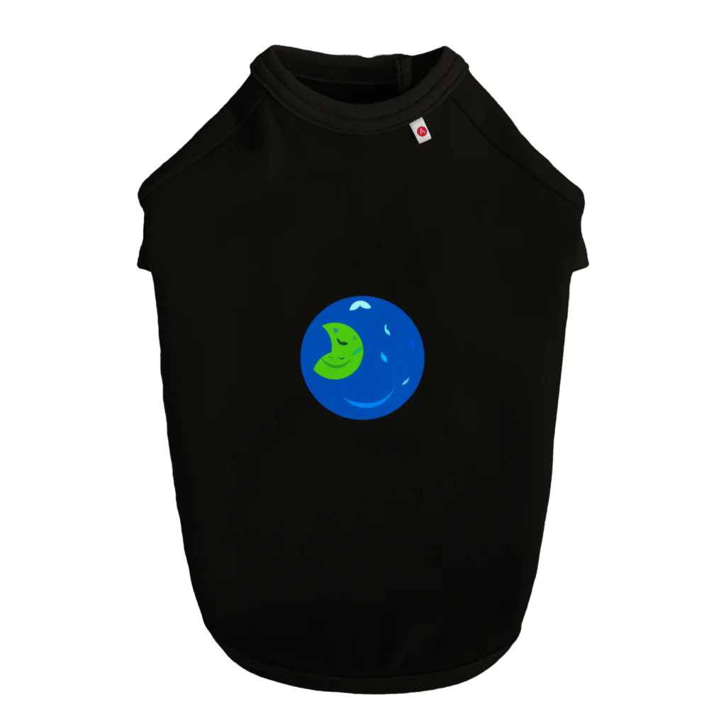 ウサネコ38の月と地球　 ドッグTシャツ